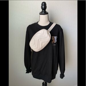 Bella B Chevron Quilted Belt Bag in Cream